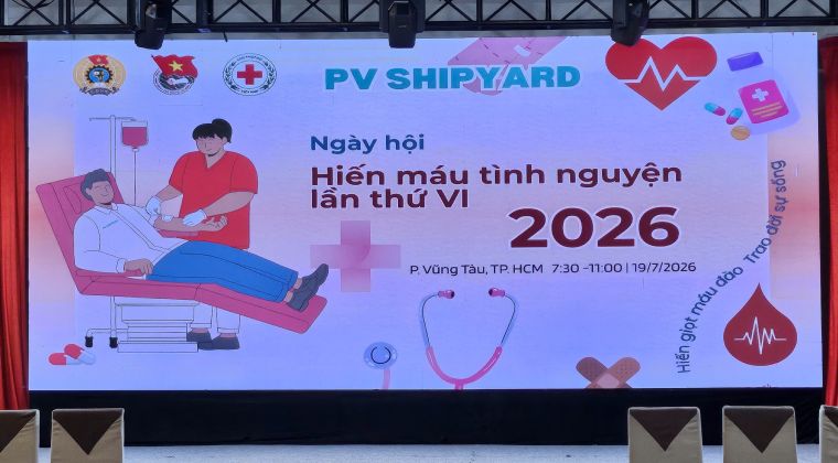 Toàn cảnh Ngày hội Hiến máu tình nguyện 2026 với sự tham gia của đoàn viên, người lao động PV Shipyard và các đơn vị PTSC.